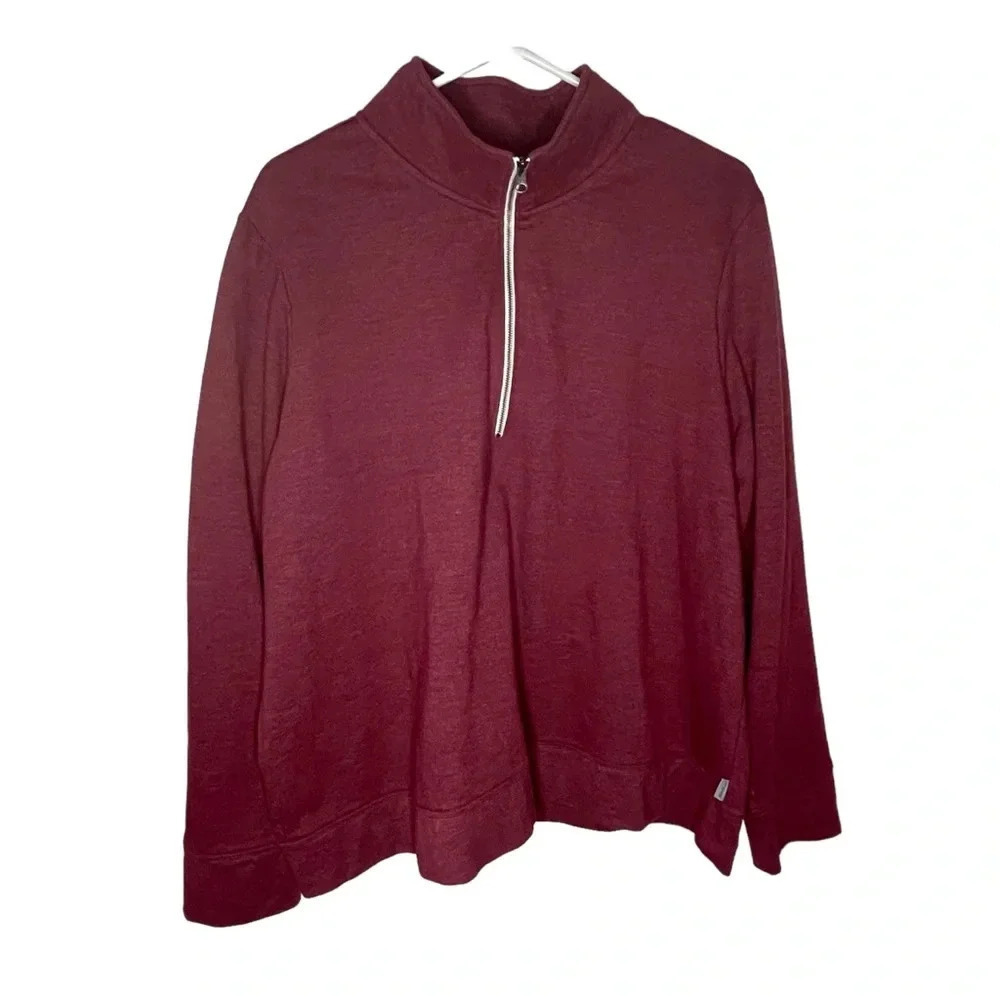 Eddie Bauer 1/4 Zip Camp Fleece Pullover Maroon Sweater Women’s Size 2XL Outdoor